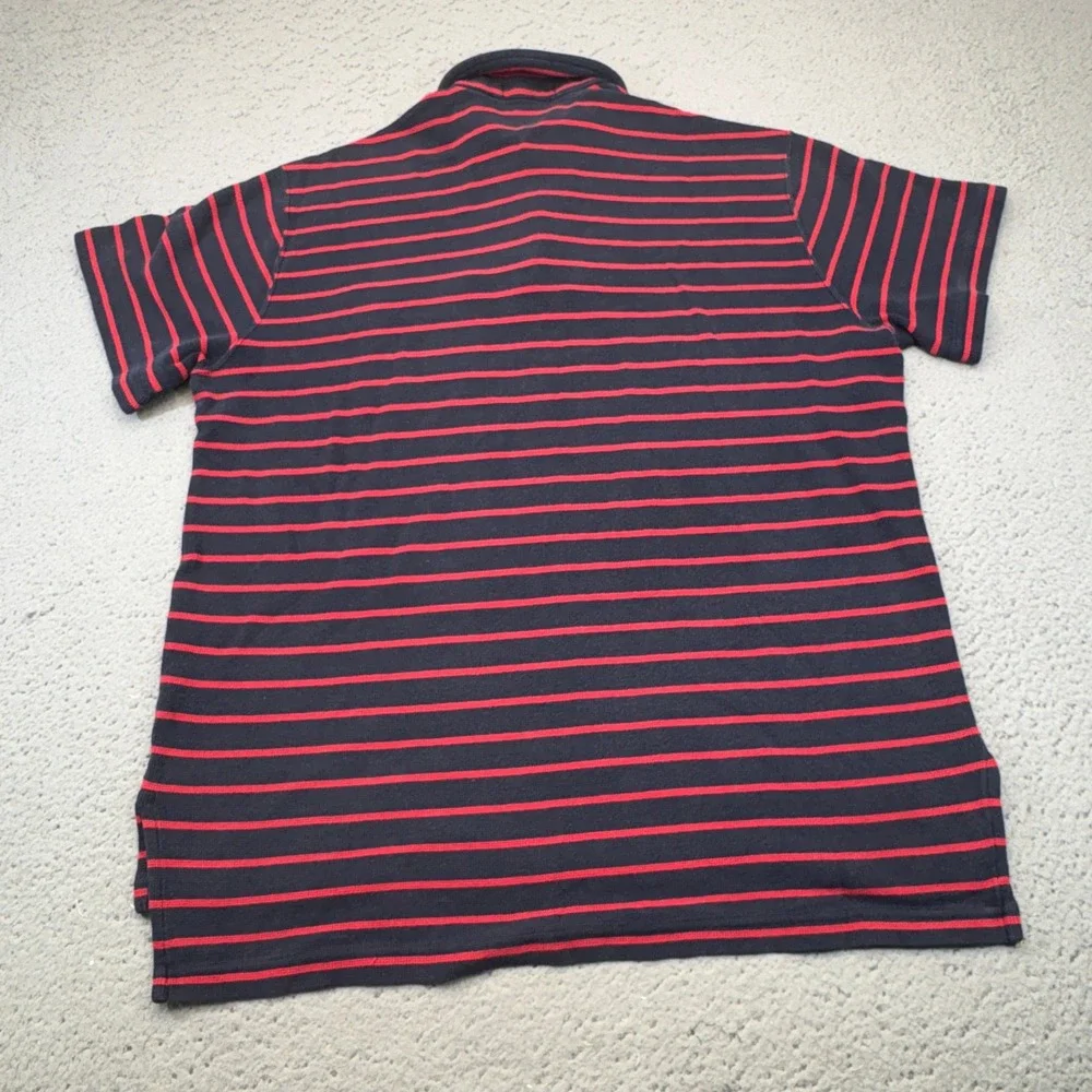 Vintage Polo Ralph Lauren Polo Shirt Mens Large Blue Red Striped Pony 90s Preppy